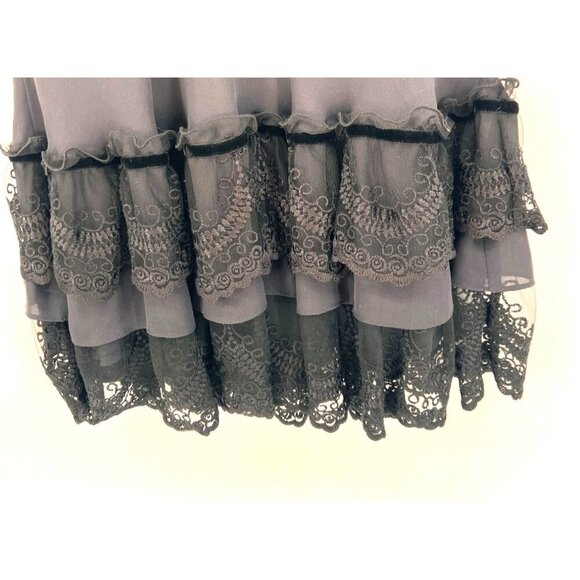 Vintage Ann Taylor Loft 100% Silk Dress Lace Sleeves and Ruffle Hem Size 8 - Picture 5 of 6